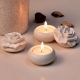 2 Pieces Modern White Flower Ceramic Tea Light Holder for DÃ©cor